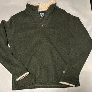 Kuhl Olive Green Quarter-Zip "Alfpaca" Fleece Pullover